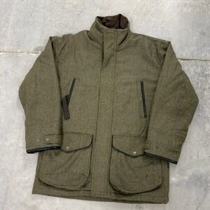 Mens Olive Green dubarry Herringbone Wool Blend Field Jacket Hunting Coat Utilit